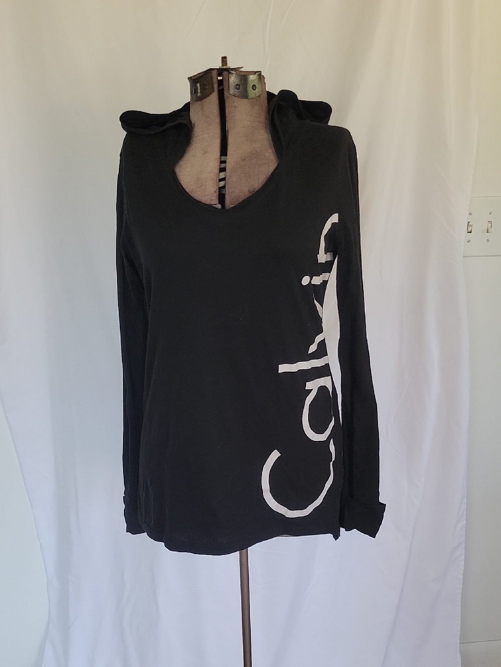 Calvin Klein Performance "Spell-out" Hoodie, Large, Black/White